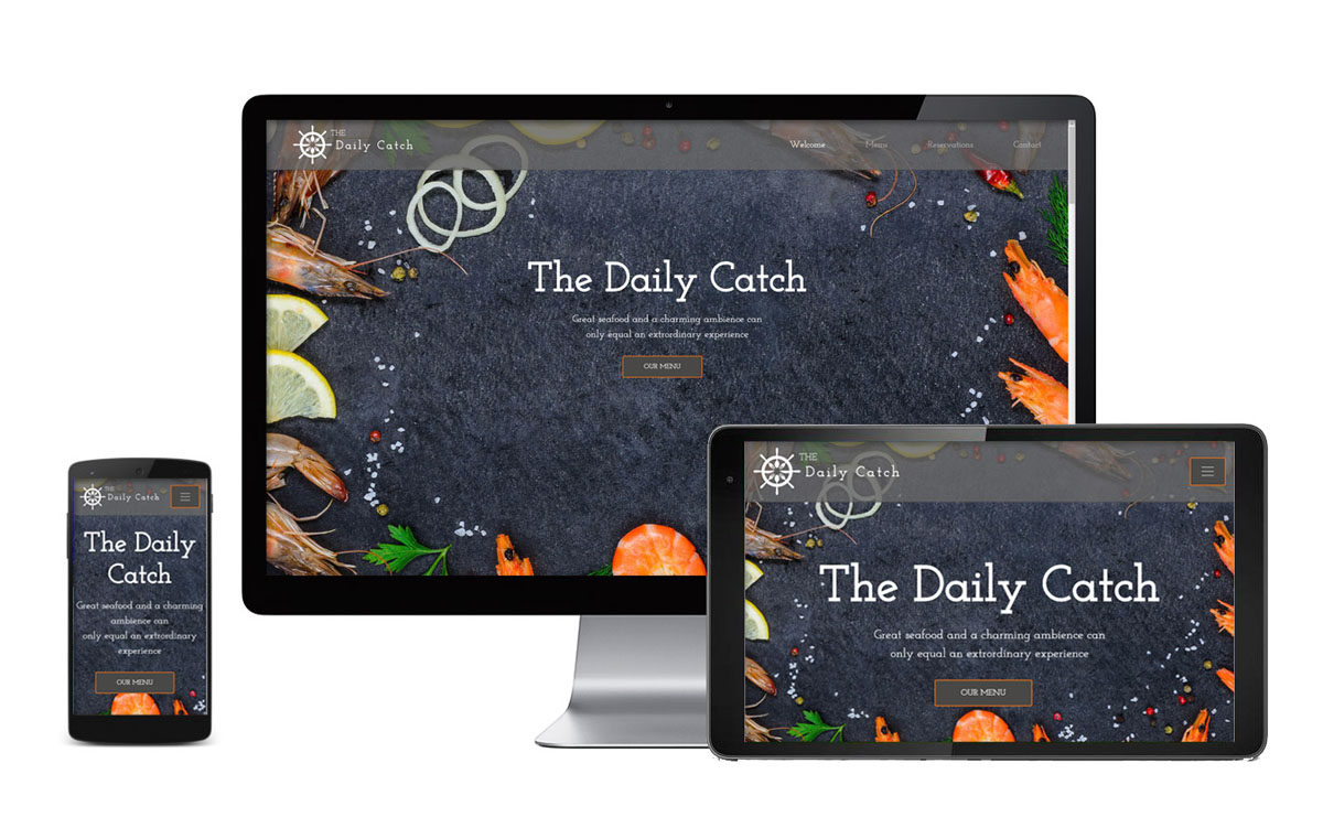 The Daily Catch website design and development using HTML, CSS Bootstrap and Javascript
